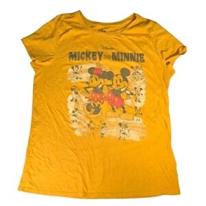 Disney Womens Mickey Mouse Minnie Shirt Size Small Yellow‎